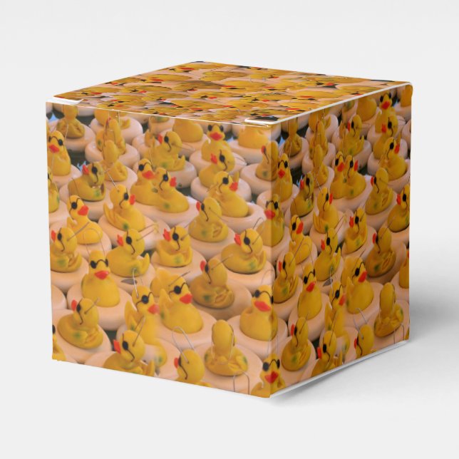 Cute Yellow Rubber Ducks Pattern Favor Boxes (Front Side)