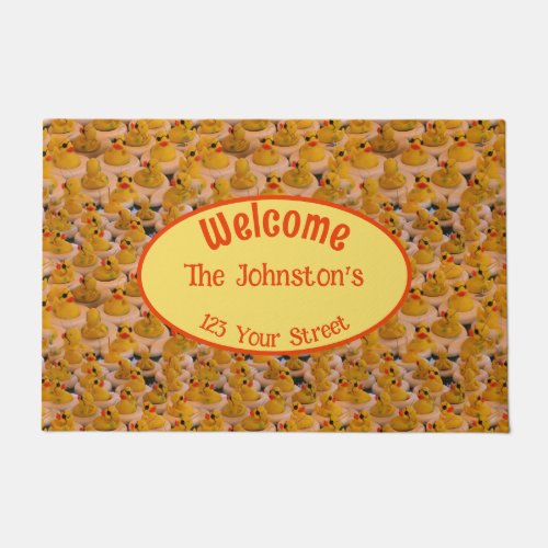 Cute Yellow Rubber Ducks Personalized Doormat