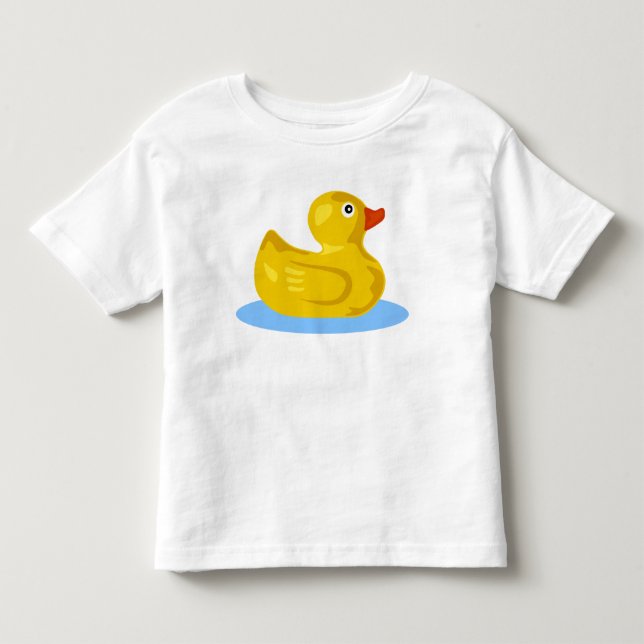 Cute Yellow Rubber Ducky Cartoon Duck Swimming Toddler T-shirt (Front)