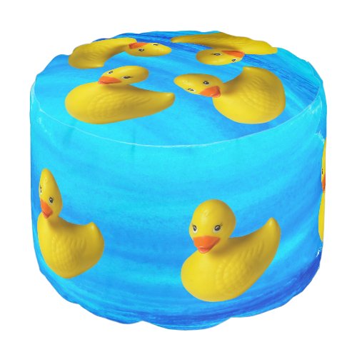 Cute Yellow Rubber Ducky Round Pouf