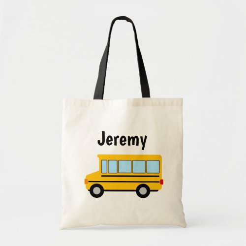 Cute yellow school bus drawing kids tote bag