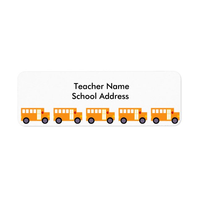 Cute Yellow School Bus for Teacher School Label (Front)