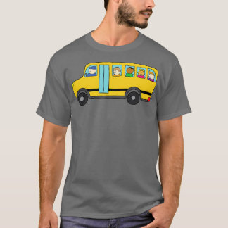 Cute Yellow Schoolbus With Happy Children  T-Shirt