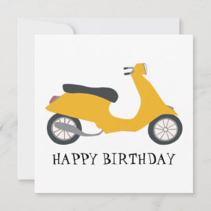 Cute Yellow Scooter Birthday CUSTOMIZE IT  Card