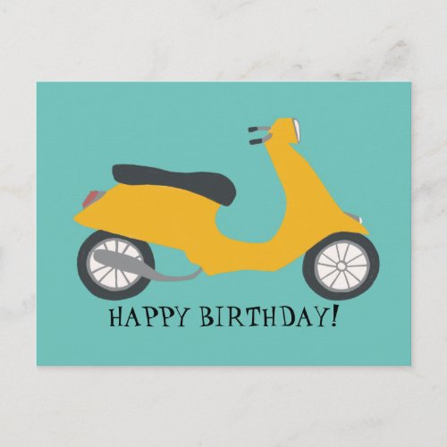 Cute Yellow Scooter HAPPY BIRTHDAY CUSTOM Postcard