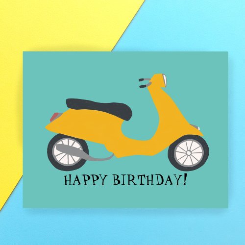 Cute Yellow Scooter HAPPY BIRTHDAY CUSTOM Postcard