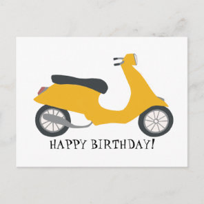 Cute Yellow Scooter HAPPY BIRTHDAY CUSTOM Postcard