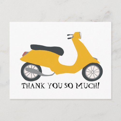 Cute Yellow Scooter THANK YOU CUSTOM Postcard