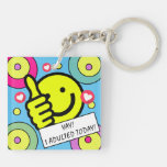 Cute Yellow Smile Face I Adulted Today Acrylic Keychain