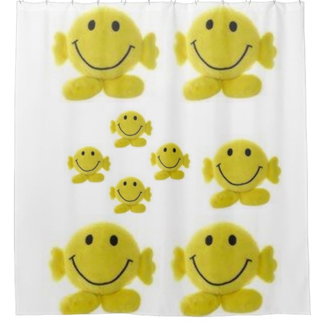 Cute Yellow Smiles Shower Curtain (Front)