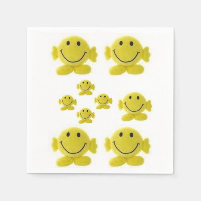 Cute Yellow Smiley Face Paper Napkin (Front)