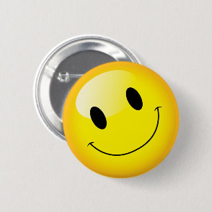 Cute Yellow Smiling Face Emoticon Button