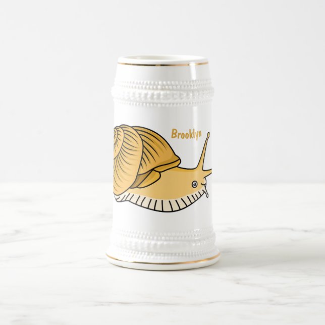 Cute yellow snail cartoon illustration beer stein (Center)