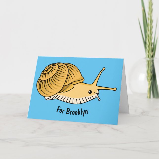Cute yellow snail cartoon illustration card (Front)