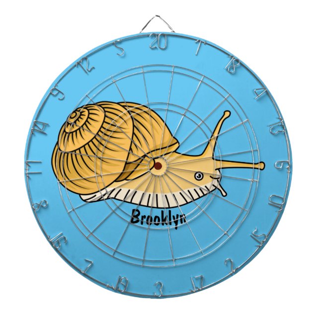 Cute yellow snail cartoon illustration dart board (Front)