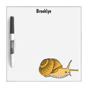 Cute yellow snail cartoon illustration dry erase board