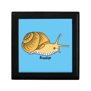Cute yellow snail cartoon illustration gift box