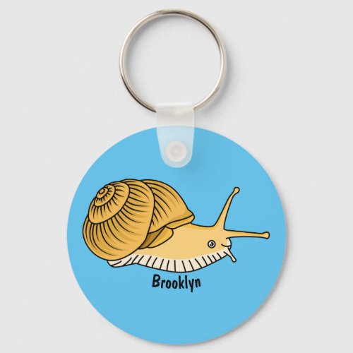Cute yellow snail cartoon illustration keychain