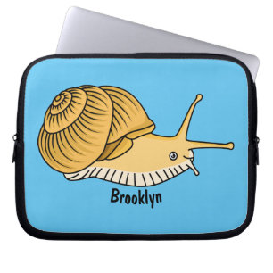 Cute yellow snail cartoon illustration laptop sleeve