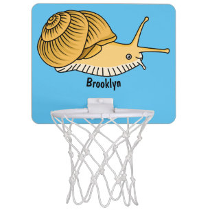Cute yellow snail cartoon illustration  mini basketball hoop