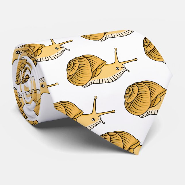 Cute yellow snail cartoon illustration neck tie (Rolled)