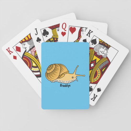 Cute yellow snail cartoon illustration  playing cards