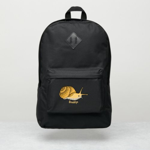 Cute yellow snail cartoon illustration port authority backpack