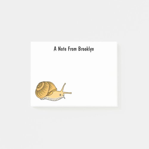 Cute yellow snail cartoon illustration post_it notes