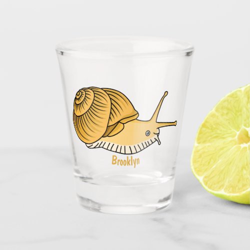 Cute yellow snail cartoon illustration shot glass