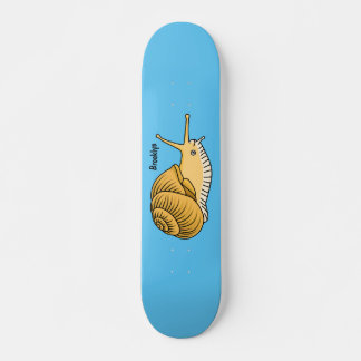 Cute yellow snail cartoon illustration  skateboard