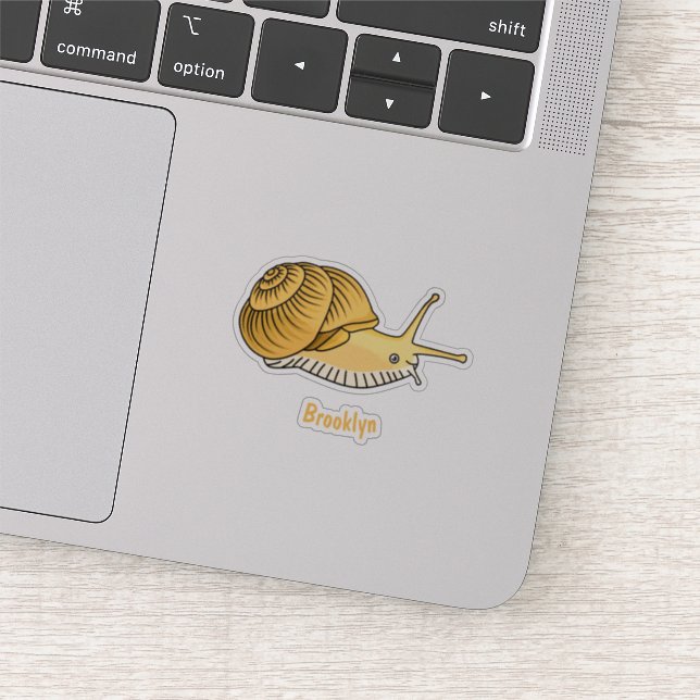 Cute yellow snail cartoon illustration sticker (Detail)