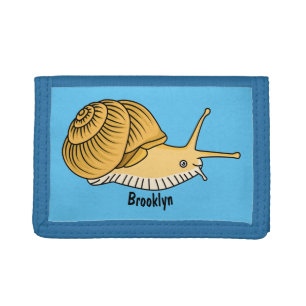Cute yellow snail cartoon illustration tri-fold wallet