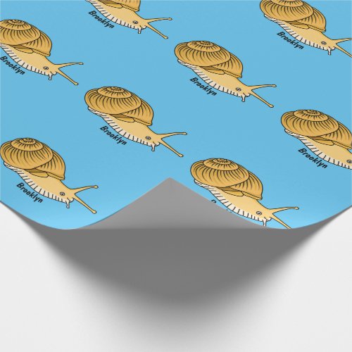 Cute yellow snail cartoon illustration   wrapping paper