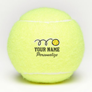 Cute yellow softball sports logo custom kid's name tennis balls