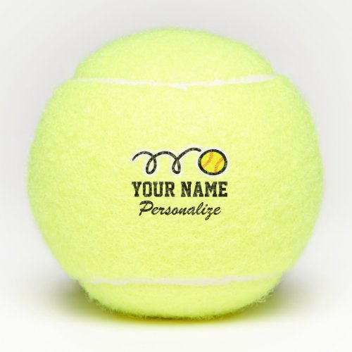 Cute yellow softball sports logo custom kids name tennis balls