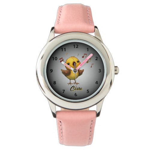 Cute Yellow Songbird Singing Musical Notes Watch