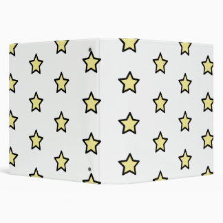 Cute Yellow Star Black Outline Pattern 3 Ring Binder