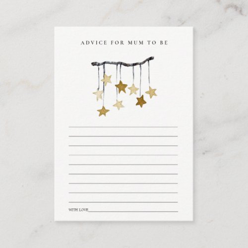 Cute Yellow Star Mobile Advice for Mum Baby Shower Enclosure Card