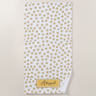 Cute Yellow Stars Pattern Beach Towel