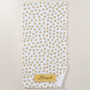 Cute Yellow Stars Pattern Beach Towel