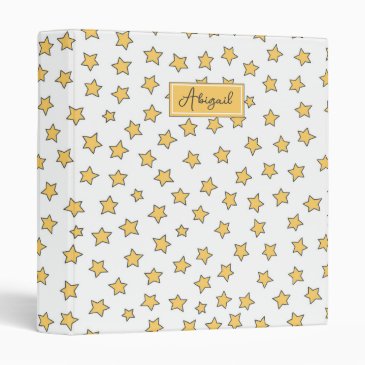 Cute Yellow Stars Pattern Kids 3 Ring Binder