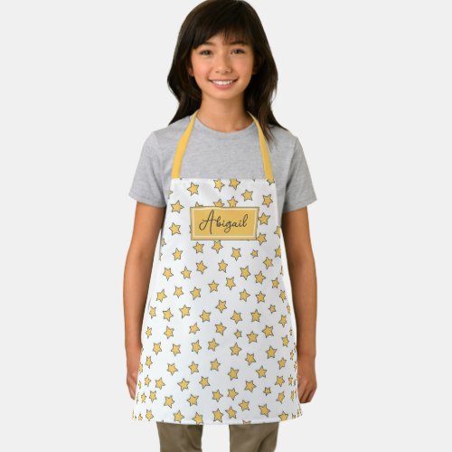 Cute Yellow Stars Pattern Kids Apron