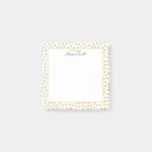 Cute Yellow Stars Pattern Kids Notes (Front)