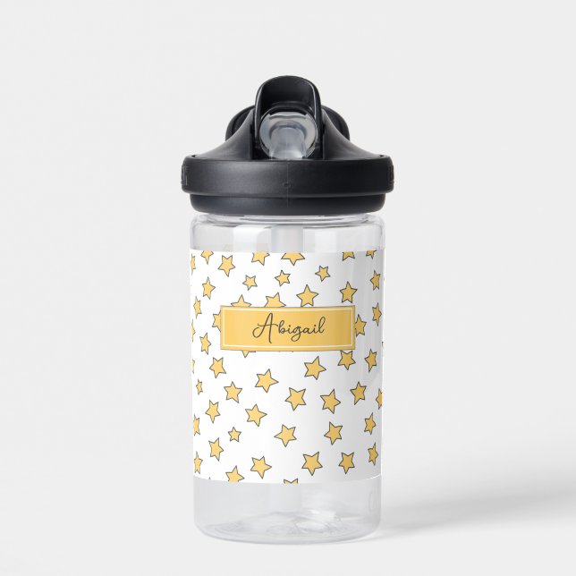Cute Yellow Stars Pattern Kids Water Bottle (Front)