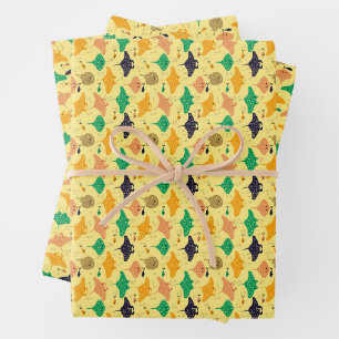Cute yellow sting ray and manta ray fish pattern wrapping paper sheets