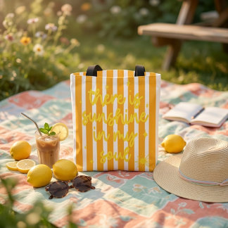 Cute Yellow Stripe Summer" Sunshine in my Soul" Tote Bag
