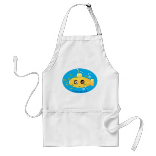 Cute yellow submarine fish cartoon illustration adult apron