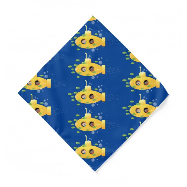 Cute yellow submarine fish cartoon illustration  bandana (Front)