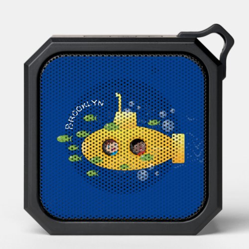Cute yellow submarine fish cartoon illustration bluetooth speaker