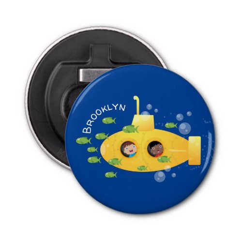 Cute yellow submarine fish cartoon illustration bottle opener